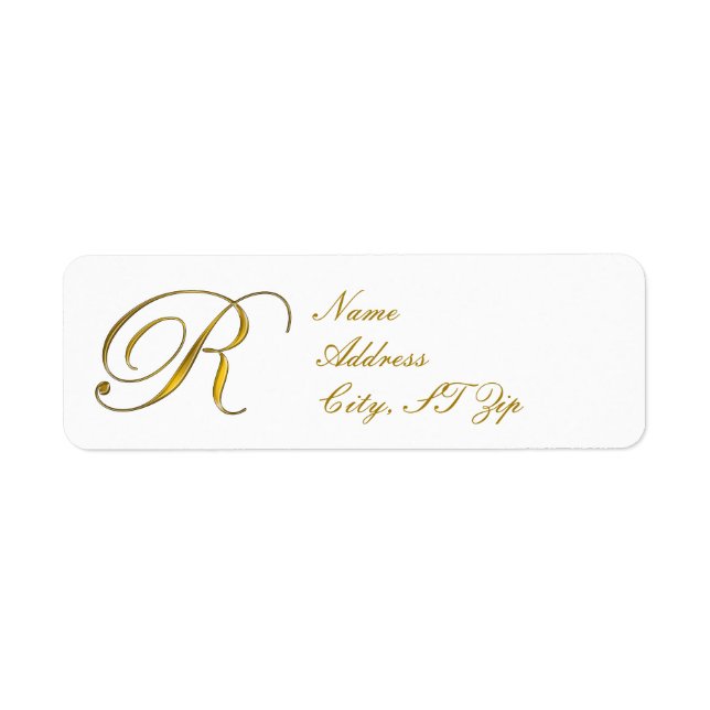Gold Monogram R Rücksendeadressen-Aufkleber (Vorne)