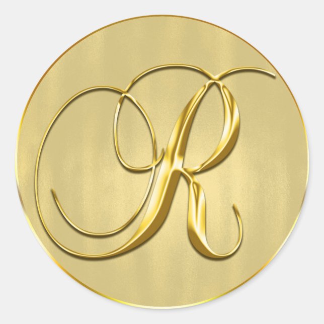 Gold Monogram R Siegel Hochzeitsreise Runder Aufkleber (Vorderseite)