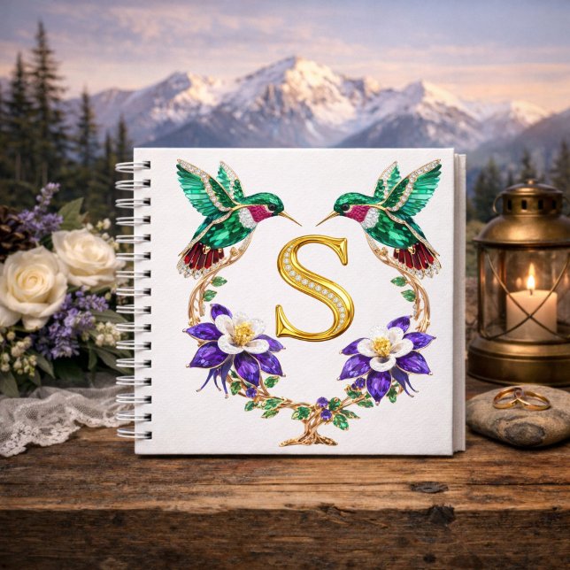 Gold Monogram S Hummingbird Wedding Gift  Notizbuch (Von Creator hochgeladen)