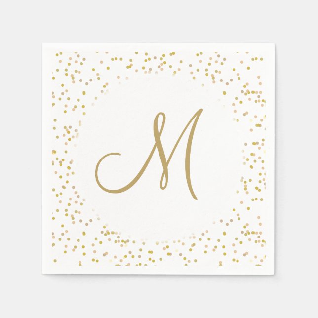 Gold Monogram Script Gold Dust Serviette (Vorderseite)