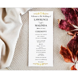 Gold Monogram Simple Elegant Wedding Program