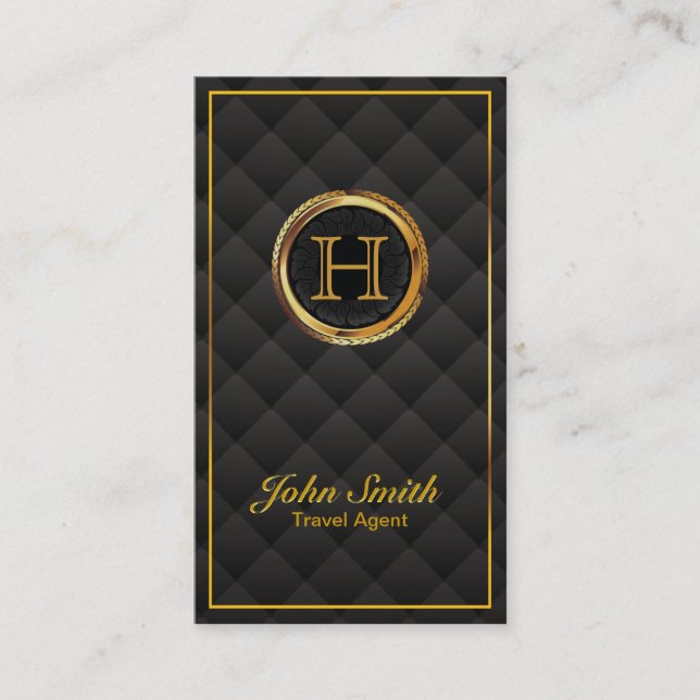 Gold Monogram Travel Agent Business Card Visitenkarte (Vorderseite)