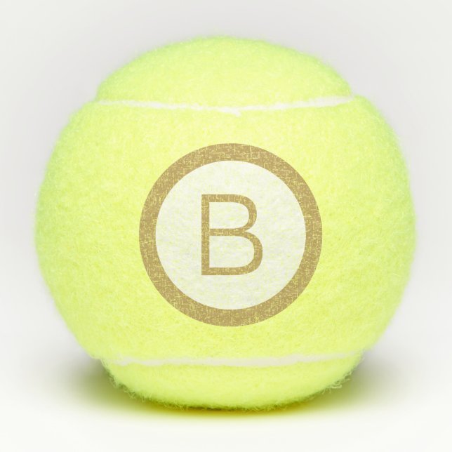 Gold Monogram Trendy Typografy White Background Tennisbälle (Vorderseite)