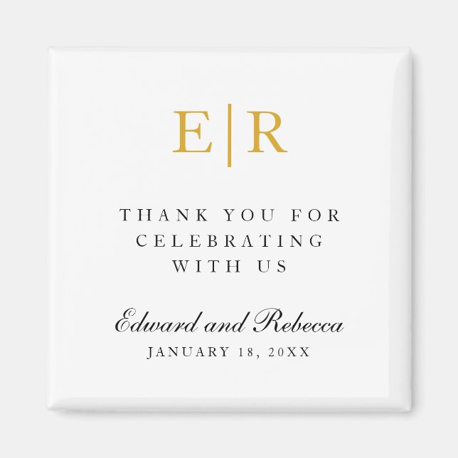 Gold Monogram Vielen Dank Elegant Wedding Gevor Magnet (Vorne)