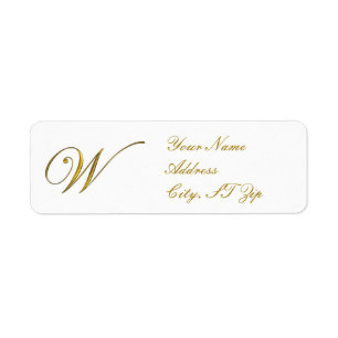 Gold Monogram W Maßgeschneiderte Rücksendeadressen