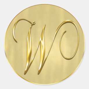 Gold Monogram W Siegel Runder Aufkleber