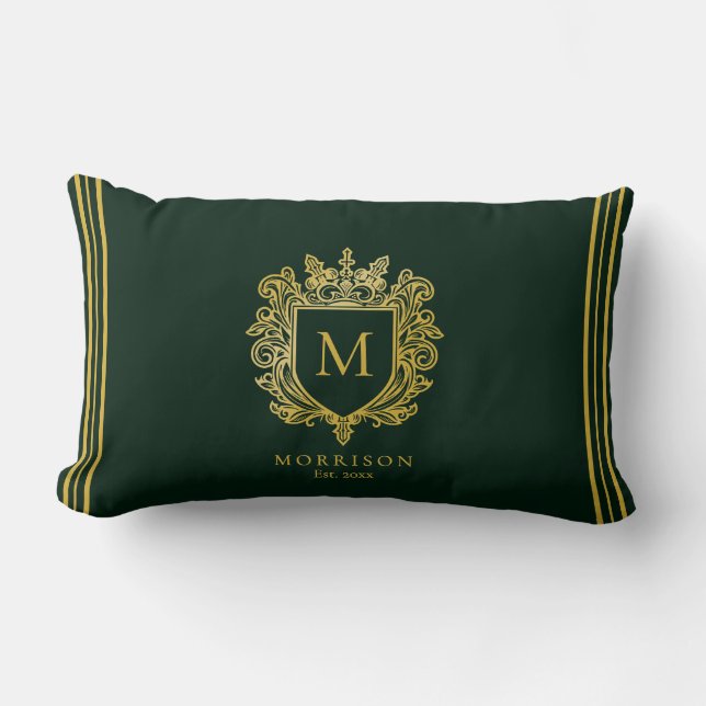 Gold Monogram Wappen Lendenkissen (Vorderseite)