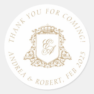 Gold Monogram Wappen Wedding Vielen Dank Runder Aufkleber