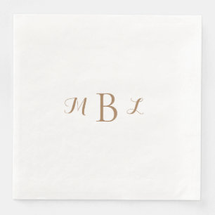 Gold Monogram White Wedding Serviette