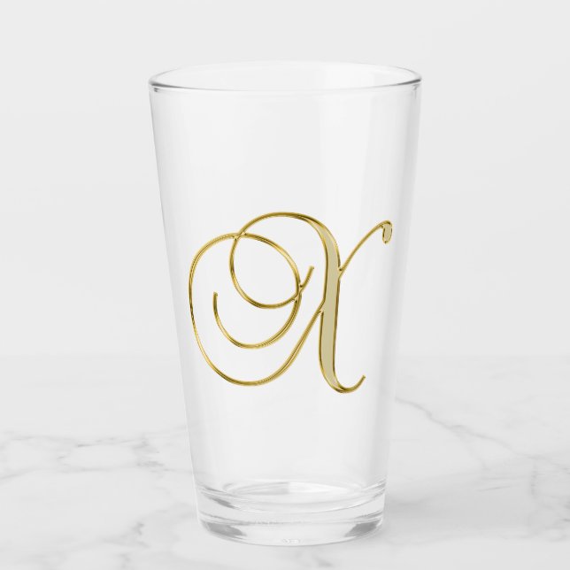 Gold Monogram X Glas (Vorderseite)