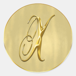 Gold Monogram X Siegel Runder Aufkleber