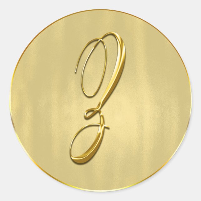 Gold Monogram Z Siegel Runder Aufkleber (Vorderseite)