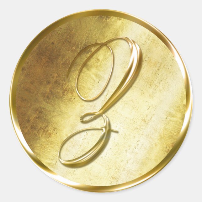 Gold Monogram Z Umschlag Aufkleber Stickers (Vorderseite)