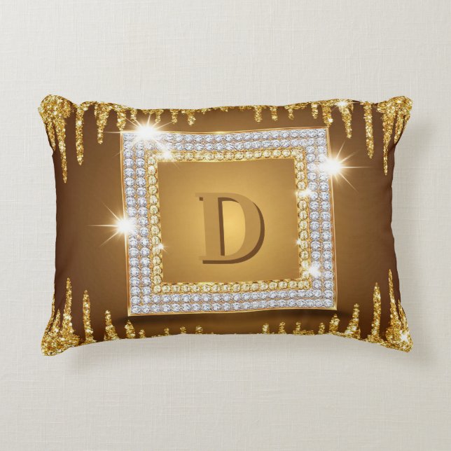 ✨ Gold Monogramm Anfangsbuchstabe Benutzerdefinier Dekokissen (Vorderseite)