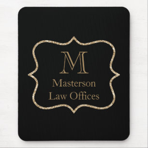 Gold Monogramm Anfangsname Schwarz Gold Profession Mousepad