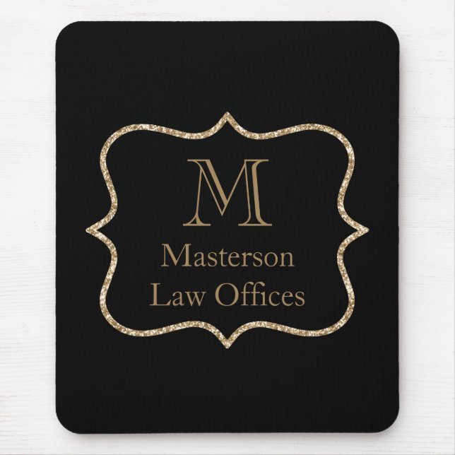 Gold Monogramm Anfangsname Schwarz Gold Profession Mousepad (Vorne)