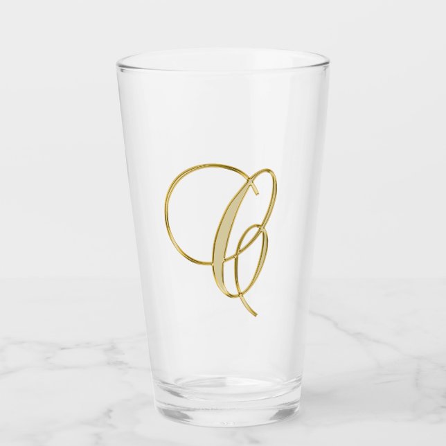 Gold Monogramm C, Letter C Glas (Vorderseite)