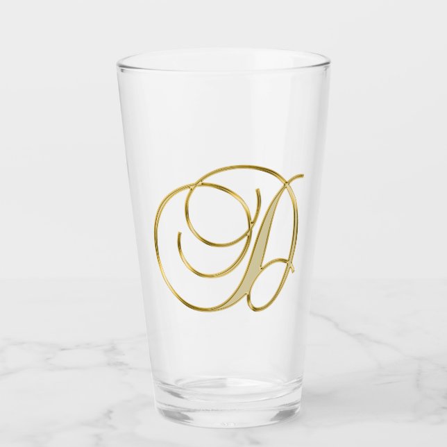 Gold Monogramm D Glas (Vorderseite)