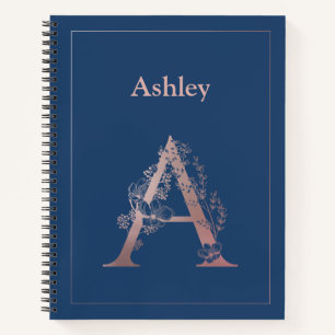 Gold Monogramm der personalisierten Rose Initial A Notizbuch
