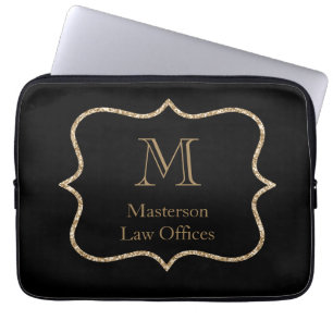 Gold Monogramm Initiale Name Schwarz Gold Professi Laptopschutzhülle