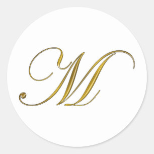 Gold Monogramm M Umschlag Siegel Aufkleber Etikett