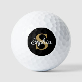 Gold Monogramm Name Elegante Damen Golfball