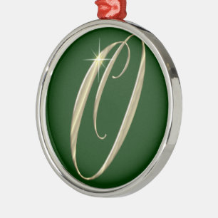 Gold-Monogramm-O-Initialen Silbernes Ornament