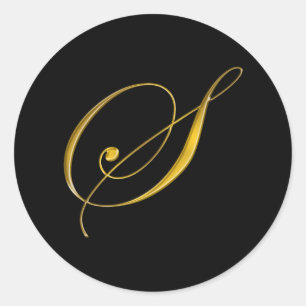 Gold Monogramm S Umschlag Siegel Aufkleber Etikett
