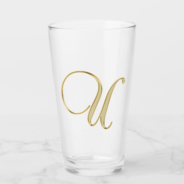Gold Monogramm U Glas (Vorderseite)