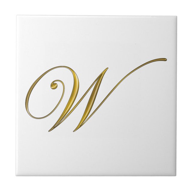 Gold Monogramm W Fliese (Vorderseite)