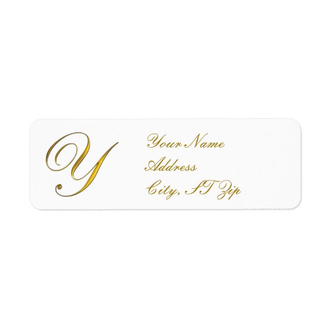 Gold Monogramme Y Étiquettes d'adresse de retour (Devant)