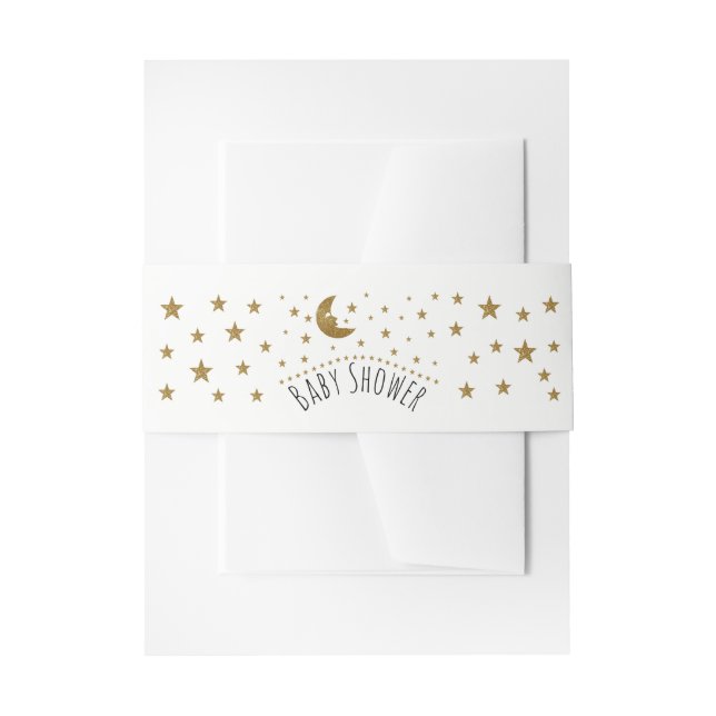 Gold Moon and Stars Baby Dusche Einladungsbanderole (Vorderseite Beispiel)