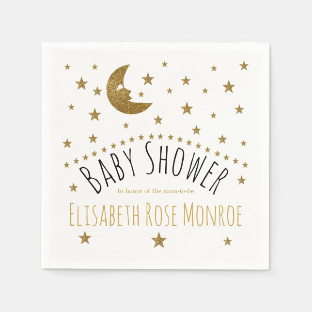 Gold Moon and Stars Baby Dusche Serviette (Vorderseite)