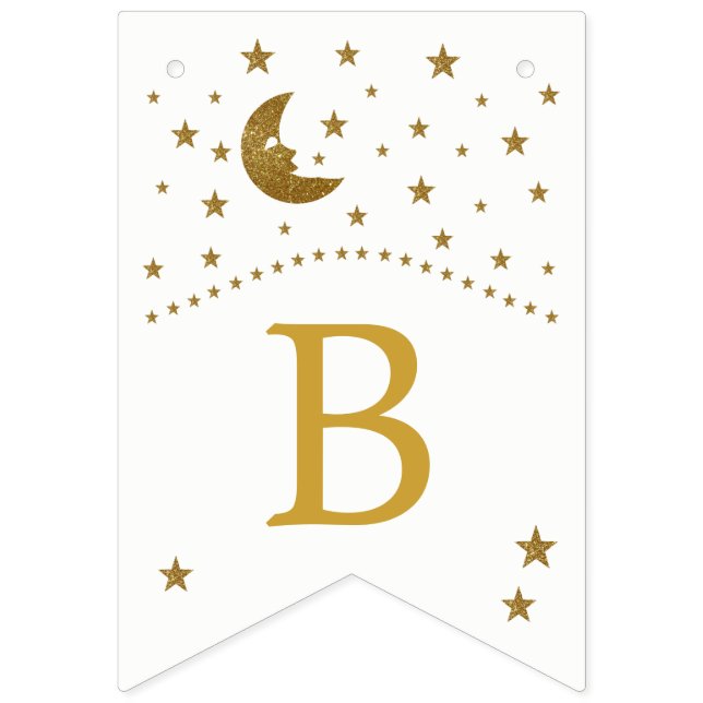Gold Moon and Stars Baby Dusche Wimpelkette (Dritte Fahne)