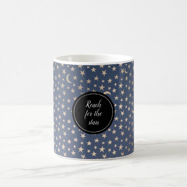 Gold Moon and Stars Night Sky Kaffeetasse (Mittel)