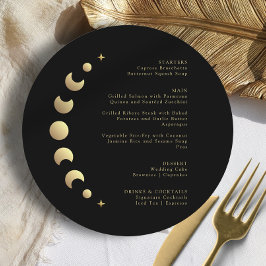 Gold Moon Circle Wedding Menü Menükarte