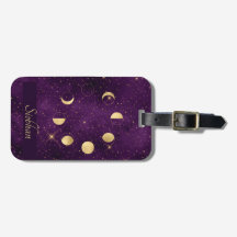 Gold Moon Phasing Lila Stars Personalisiert