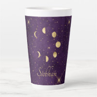 Gold Moon Phasing Lila Stars Personalisiert