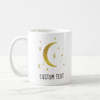 Gold Moon & Stars Custom Text Celestial  Kaffeetasse