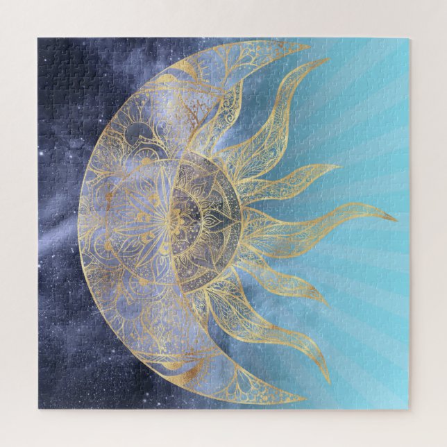 Gold Moon Sun Mandala Celestial Design (Vertikal)