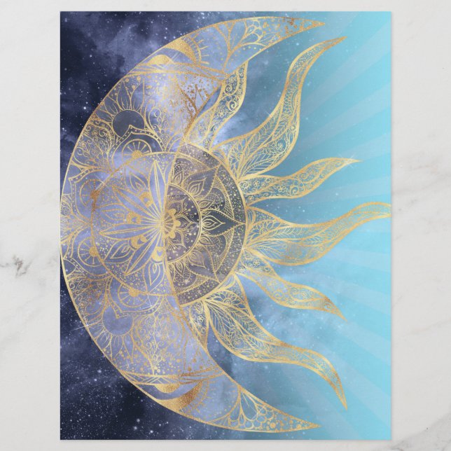 Gold Moon Sun Mandala Celestial Design Briefbogen (Vorderseite)