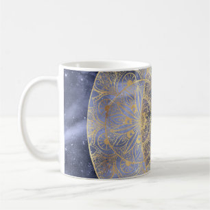 Gold Moon Sun Mandala Celestial Design Kaffeetasse