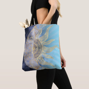 Gold Moon Sun Mandala Celestial Design Tasche