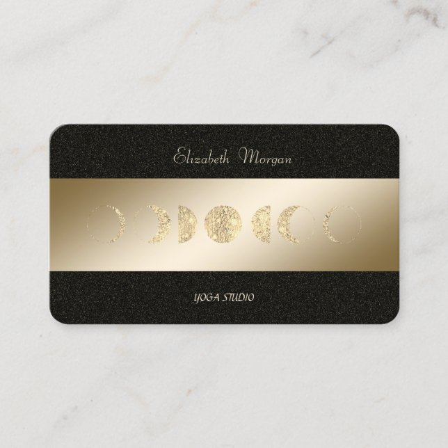 Gold Moons Gold Black Yoga Studio Visitenkarte (Vorderseite)