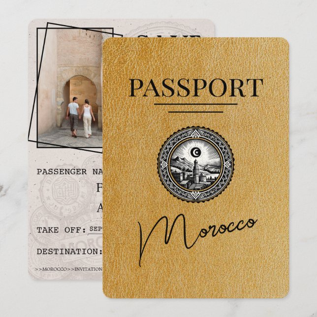 Gold Morokko Pass Save The Date (Vorne/Hinten)