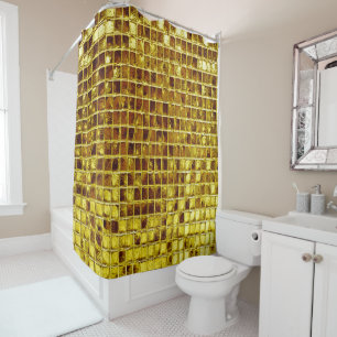 Gold Mosaic Tiles Elegant Moderner Luxus Duschvorhang