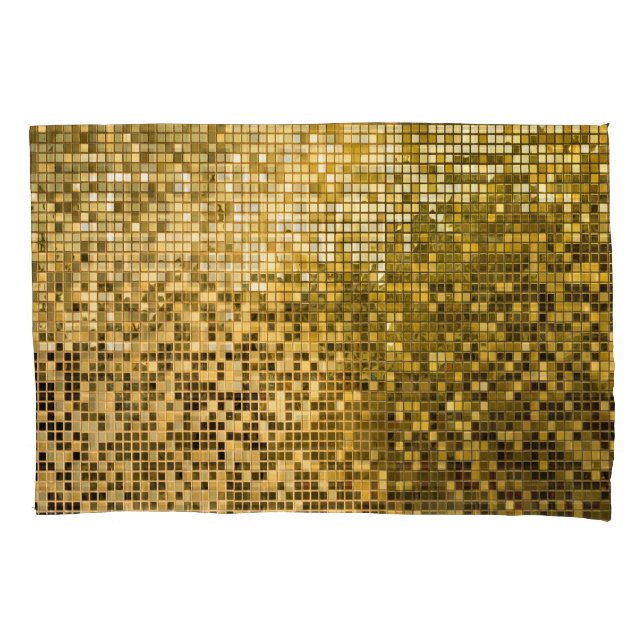 Gold Mosaik: Quadrat Fliesen Textur. Kissenbezug (Vorderseite)