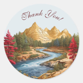 Gold Mountains and Forest Danke Stickers