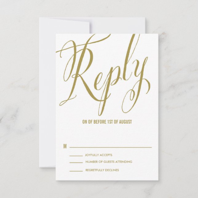 Gold Mr. & Mrs. Elegant Script Wedding RSVP Card (Vorderseite)