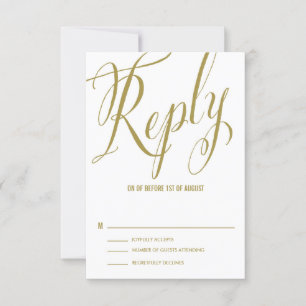 Gold Mr. & Mrs. Elegant Script Wedding RSVP Card Karte